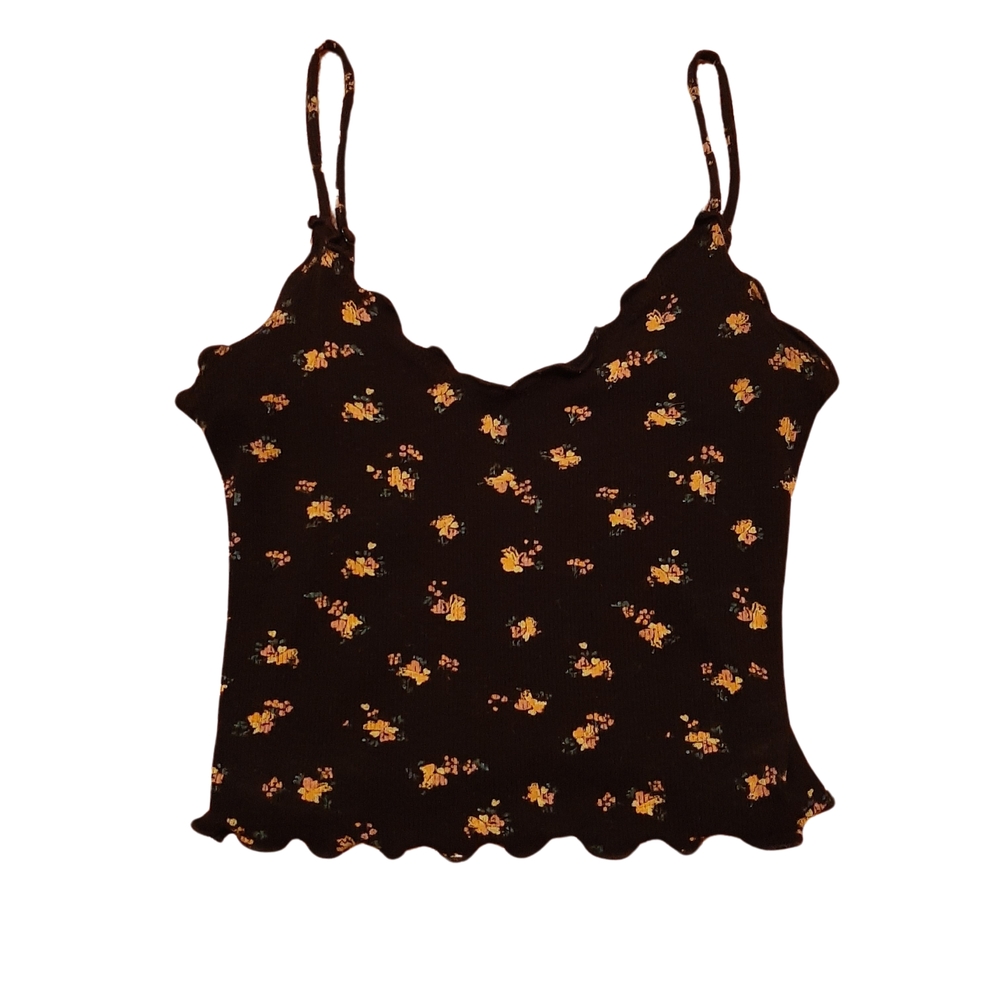 Fitted Pink and Black Crop Camisole Tank Top